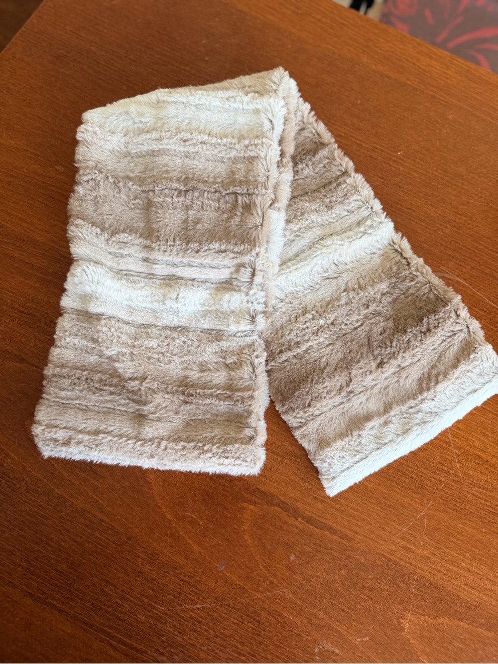Cozy Faux Fur Eternity Scarf in Light Neutral Beiges